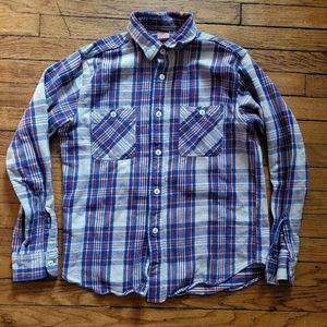 Sugar Cane MFG S/M 15-15.5 Plaid Button Up Shirt Made In Japan